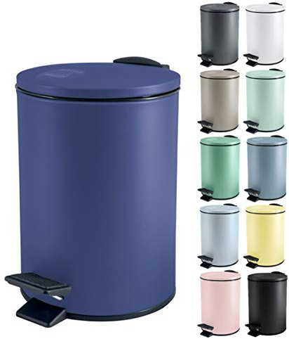 Spirella Kosmetikeimer 3 Liter Edelstahl mit Absenkautomatik und Inneneimer Adelar Badezimmer Mülleimer Softclose Abfalleimer dunkelblau