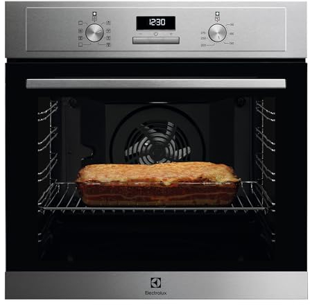 Electrolux EOH3H54X Horno Eléctrico de Convección, Multifunción, Grill Integrado, Serie 300, 7 Funciones, Cocción Multinivel, Limpieza AquaClean, 72 L de Capacidad, Inox Antihuellas, Clase A+