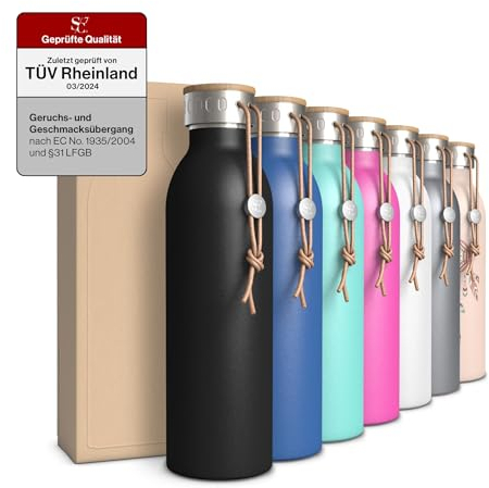 SC7® Trinkflasche 630 ml | Auslaufsicher, Hochwertig & Leicht | Thermoflasche Aus Edelstahl | Farbe Vulkan-Schwarz