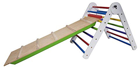 Kinderdreieck »TriAngel-65-color« - Holzdreieck mit Querstangen und Rutsche, EU-Warenlager, Zertifikat!