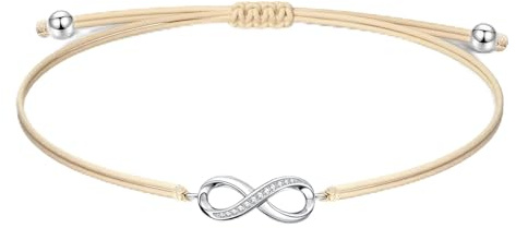 NINAWSIH Armband Unendlichkeitszeichen Infinity Damen Muttertagsgeschenk für Mama Echt Silber Lederarmband Glücksbringer Geschenk zum Geburtstag Weihnachten für Frau Freundin Tochter Schwester Oma