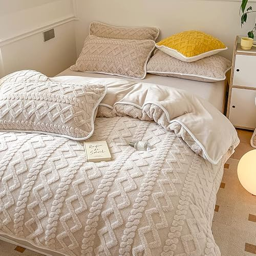 Lenzuolo Con Angoli Singolo-Copripiumino Matrimoniale Flanella-Tinta Unita Addensare Inverno Caldo Set Biancheria Da Letto In Velluto Federe Tessili Per La Casa Bian