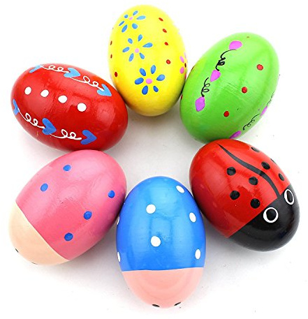 Mengmen 6 Wooden Percussion Egg Maracas Egg Shakers for Children