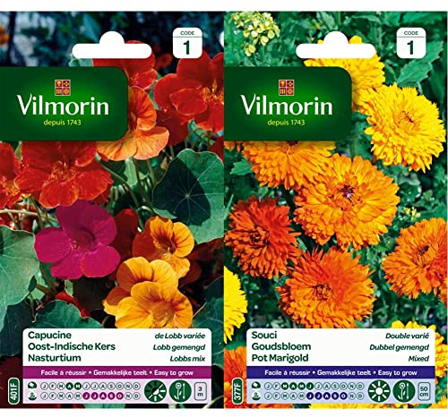 Vilmorin 5185441 Capucine de lobb variée, Multicolore, 90 x 2 x 160 cm & 5791041 Souci Double varie, Multicolore, 90 x 2 x 160 cm