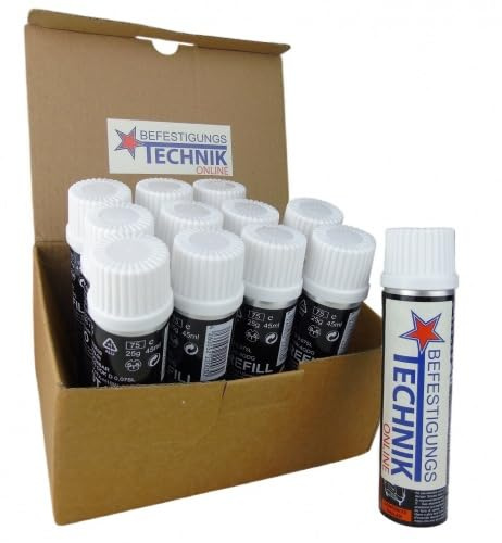 12x Capsules de combustible à gaz Ø 31,5x115 mm – Compatibles avec le cloueur à béton Spit Pulsa 700 – Réapprovisionnement professionnel en gaz pour les chantiers et l’utilisation prolongée