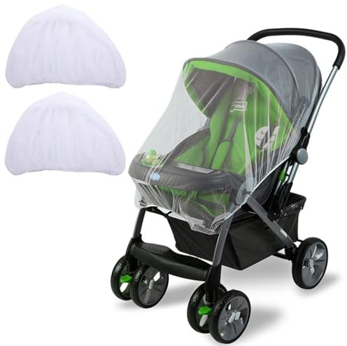 2 Stück Kinderwagen Moskitonetz, Universal Elastische Moskitonetz, Baby Moskitonetz für Kinderwagen, Tragbares, Moskitonetz mit Gummizug, Geeignet für Kinderwagen, Krippen und Wiegen(Weiß)