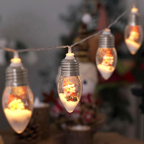 Weihnachts-LED-Lichterkette, 1.5M 10 LED Lichterkette Außen, Lichterkette Glühbirne Weihnachten Lichterkette, Weihnachtsmann Fairy Lights, Dekorative Lampe für Weihnachtsbaum, Party, Garten (Santa)
