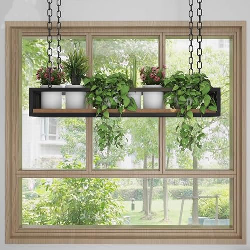 Lonmrrton Ceiling Hanging Plant Shelves Flower Pot Stand, Window Floating Storage Shelving Ceiling Mounted Shelf Wine Rack for Living Room Kitchen Balcony Bar Wall Decor (Size : 80x25x15cm)