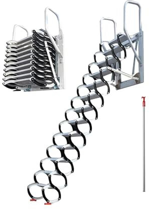 Rieort Escalier de Grenier Pliant en Alliage ti-MG, Charge de 500lb, échelle de Grenier rétractable, Gain de Place pour la décoration de la Maison, échelle de Loft Murale