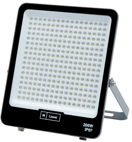 M Ledme - Napoli Plus LED-projektor, 200 W, 2 4 000 lumen, IP65, dimbar, neutralt ljus (4 000 k), utomhusbelysning. Används för trädgård, uteplatser, parkering, hotell, byggnader etc.