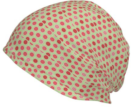 Große Strickmütze für Erwachsene, mit Obst- und Gemüseaufdruck, warme Wintermütze, Outdoor-Mütze, breite Schalmütze., Wassermelonengrün, One size