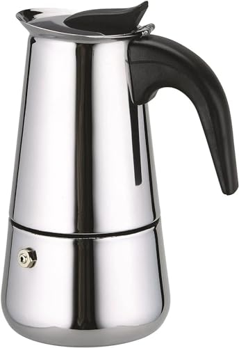 HOME SOLAZZIA Moka express 6 tazze 300 ml, Caffettiera in Acciaio Inox con Manico Anti-Scottatura, Compatibile con Fornelli Elettrici e Gas(6 tazze 300ml)