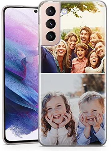 TULLUN Personalisierte Handyhülle für Samsung Galaxy S24 - Ihr Eigenes Collage Bild Foto Idee Design Stil Brauch Soft Gel Schutzhülle HandyHülle - Collage mit 2 Fotos