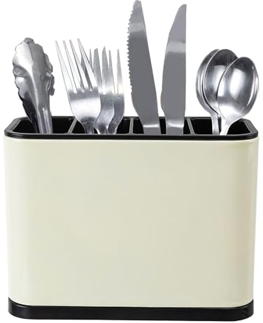 Asdazrxy Escurridor de cubiertos de acero, escurre cubiertos de cocina, escurridor de cubiertos de fregadero, porta cubiertos de mesa, 4 compartimentos, para guardar palillos, cuchillos, tenedores,