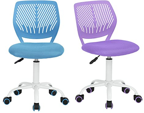 FurnitureR 2 sedie da ufficio moderne, senza braccio, per l'apprendimento dei bambini, sedia da scrivania regolabile e girevole per scrivere a casa, colori vivaci
