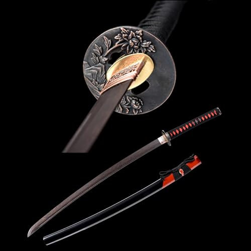(103 cm) japanskt katana-svärd, trä katana + foder, handgjord samuraj bokken svärd Katana svärd, för anime cosplay rekvisita Iaido Prop jul födelsedagar gåvor för män kvinnor (svart)