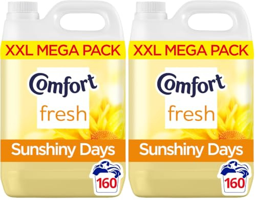 Comfort Sunshiny Days Fabric Conditioner with Stay Fresh technology for 100 days of freshness + fragrance* 4.8 L (160 washes) (Pack of 2)