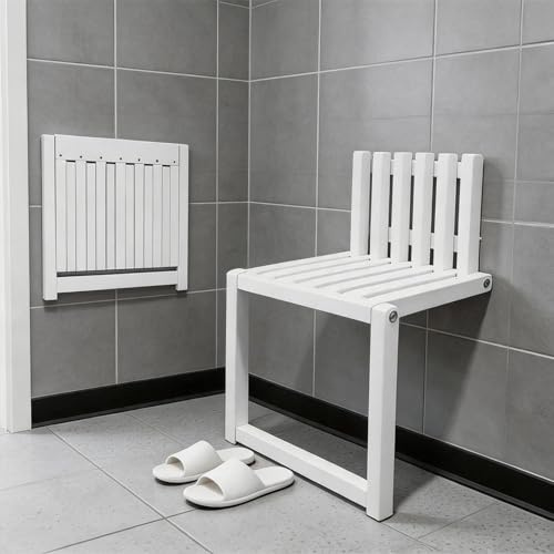 Sedia Pieghevole a Muro in Legno Massiccio Con Gambe Altezza 35/42 centimetre Sgabello Cambio Scarpe Ingresso Casa Pieghevole a 90 Gradi Carico 150kg Sedia Pieghevole Con Ferramenta Spessorata