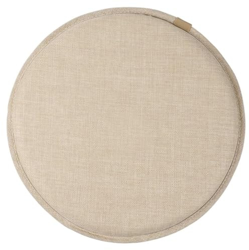 Rundes Hockerkissen, Rutschfestes Rundes Stuhlkissen/rundes Sitzkissen Mit Bändern, 28*28cm/30*30cm/33*33cm/35*35cm/40*40cm/45*45cm Rundes Stuhlpolster(Color:Beige White,Size:40*40cm)