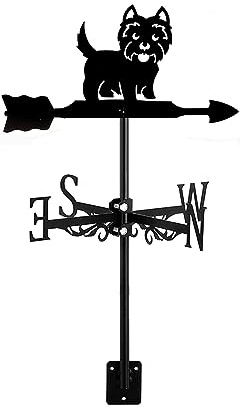 ANCNA-U Exquisites Wetterfahnen-Hunde-Ornament, Windfahne, Tier, Metalldach, Garten, Richtungsschild, Wetterhahn, Outdoor, Bauernhaus, dekoratives Windmesswerkzeug, Richtungsanzeige, Malteser