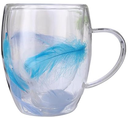 Tasse isotherme à double paroi,tasses à café en verre à double paroi | Tasse à café en plumes double couche 350 ml | Tasses à thé en verre transparent résistant à la chaleur pour cappuccino, thé, expr