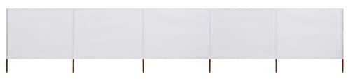 Iiaky Paravientos de 5 Paneles Tela Blanco Arena 600x120 cm protección Visual para balcón, jardín, protección Visual para la Playa, protección contra el Viento, Caravana
