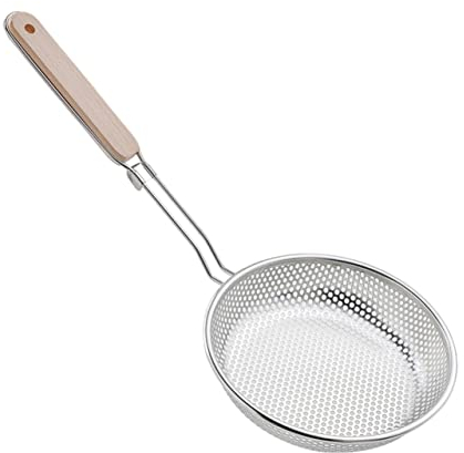 PHENOFICE Edelstahl Küchen Sieblöffel Mit Langem Griff Rostfrei Hitzebeständig Feines Maschensieb Zum Abseihen Von Nudelwasser Und Öl Praktisches Küchensieb Für Kochen Und Braten