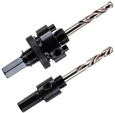 Pack Of 2 - A1 & A2 Hole Saw Arbors For 14mm - 250mm Holesaws | + HSS Pilot Drill Bits. Quick Change Mandrel Holesaw Adapters For Use In Standar Drill Chucks