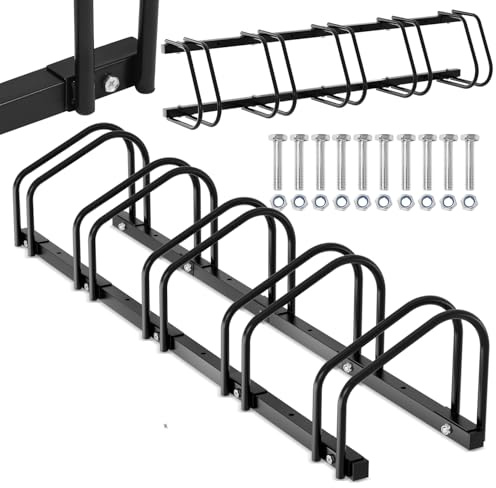 Izrielar Fahrradständer für 5 Fahrräder, Schwarz, Boden- und Wandmontage
