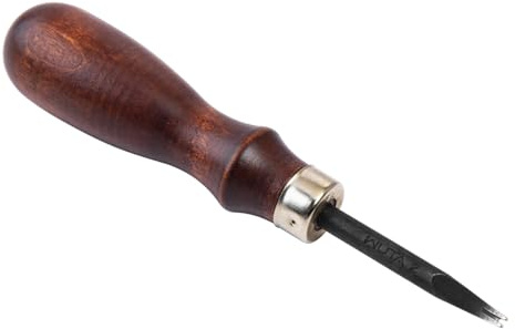 WUTA Taglierina per bordi in pelle, 1 pezzo, in pelle, professionale, in acciaio al carbonio, in pelle, manico in legno (1,0 mm)