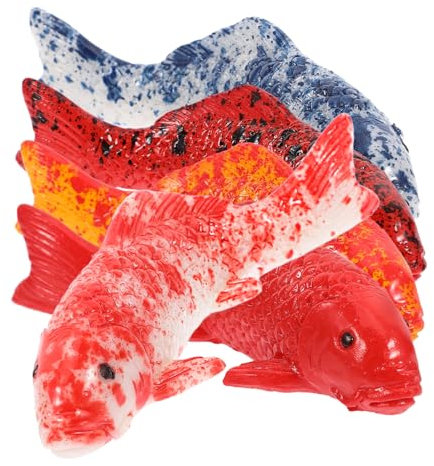 Pack of 5 Artificial Swimming Fish Garden Statue Colourful Goldfish Figures Resin Realistic Fish for Pond Garden Aquarium Decoration