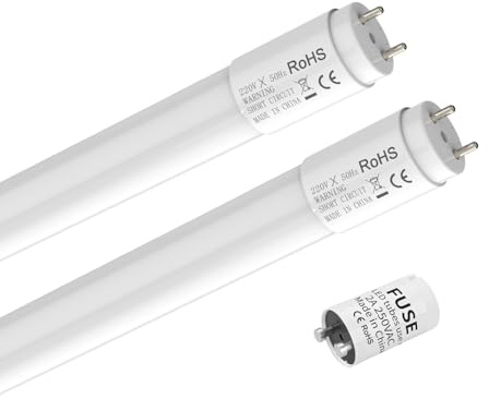JESLED 2er Pack LED Röhre 150cm T8 G13-18W, 6000K, 2970 Lumen - PC-Material, hohe Lichtausbeute, inkl. Starter - Ideal für Büro, Supermarkt, Lagerhalle