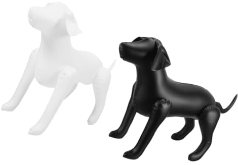 ERINGOGO Aufblasbares Hunde Mannequin PVC Modell Stehendes Hundemodell Ausstellungsständer Für Hundebekleidung Resistente PVC Puppe in Weiß Und Schwarz Präsentation Im Tiergeschäft