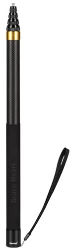Rukkawwa Perche à selfie longue invisible en fibre de carbone pour appareils photo Insta360 x5 Insta 360 x 4 x3 x2 x one rs Doré 3 m