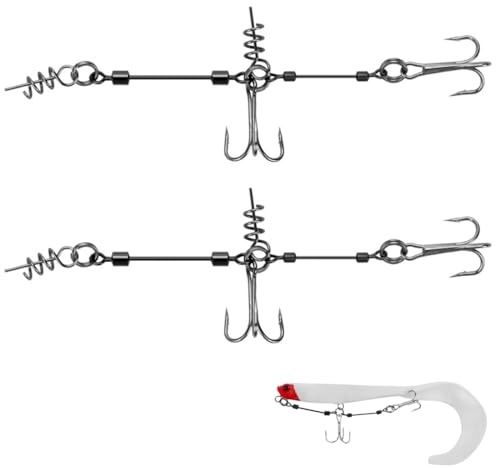Juguta Shallow Rig Stinger Haken 2 Stück Screw In Hecht Systeme für Gummifische für Gummifische für Köder der Größen 6-12cm für Gummifische mit Jigkopf
