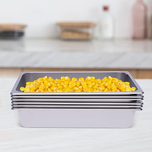 Bandejas para servir de acero inoxidable, 6 unidades, bandeja de metal, 53 x 33 x 6 cm, irrompible, rectangular, bandeja de comida rápida, apta para lavavajillas, para cocina, comedor, cafetería