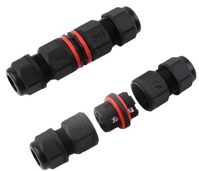 2 Pcs 3-Way Waterproof IP68 Cable Connector for Outdoor Use - M25 Line, 6-10mm Wire Range, Includes 2 Junction Boxes and Quick Connect Terminals