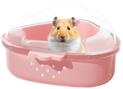 Dorugage Hamster Sand Box | Transparent Top Hamster Bath Sandbox | Small Animal Litter for Cleaning Grooming Toilet Lemming Gerbil Bathroom Sleeping Hiding Exploring Playing