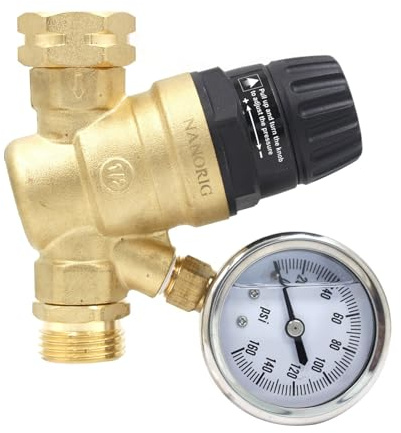 Regulador de presión de agua, filtro de latón ajustable – Regulador de presión de agua de latón sin plomo – para camping, autocaravana, reductor de presión