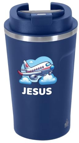DEREGALOOS Vaso Térmico Personalizado con Nombre/Imagen. Vaso Reutilizable de Acero Inoxidable con Indicador de Temperatura Táctil. Para Café o Té. Capacidad de 400ml (100% Personalizable, Azul)