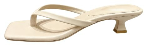 SOOUICKER Women's Kitten Heels Flip Flops - Square Toe Low Heel Thong Sandals -Slip On Comfortable Summer Heeled Sandals for Party, Wedding & Holiday & Casual Summer Wear