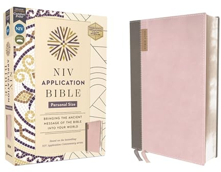 NIV Application Bible, Personal Size, Leathersoft, Pink/Gray, Red Letter, Comfort Print: Bringing the Ancient Message of the Bible Into Your World (NIV Application Commentary Resources)