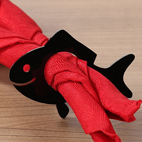 Bütic GmbH Plexiglas® 6er Sets Serviettenringe orange rot hellblau blau schwarz Serviettenhalter, Motivauswahl:Fisch - 6er Set, Farbauswahl:schwarz