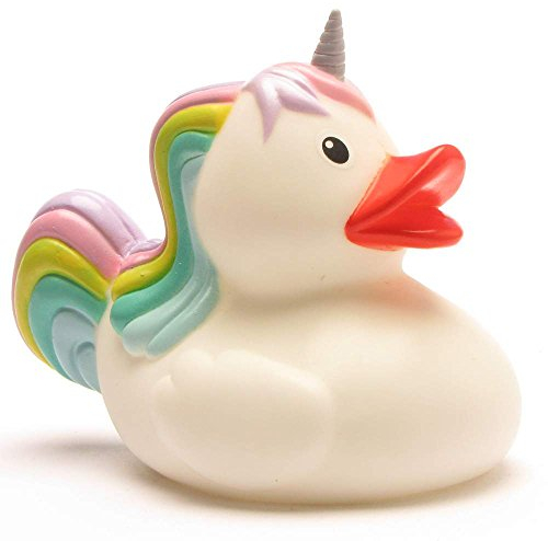 Duckshop I Badeente Einhorn I Quietscheente I L: 10 cm - inkl. Quietscheentchen-Schlüsselanhänger im Set I Geschenk Kinder I Präsent Mädchen I Sammler
