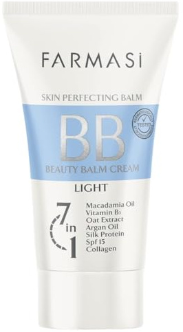 FARMASi BB Cream Beauty Balm, Tinted Moisturizer with SPF 15, Lightweight Matte Finish, Buildable Coverage Face Makeup, 1.7 fl oz, 01 Light
