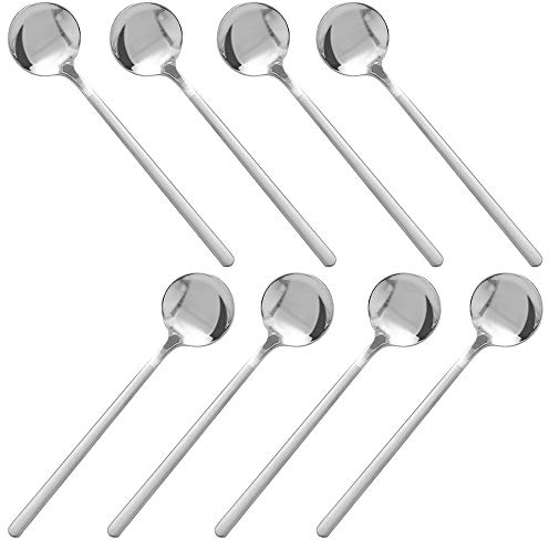 SourceTon - Set di 8 cucchiaini da caffè in acciaio inox, mini cucchiaini da tè britannico, dessert, torta, gelato, cappuccino, 13 cm