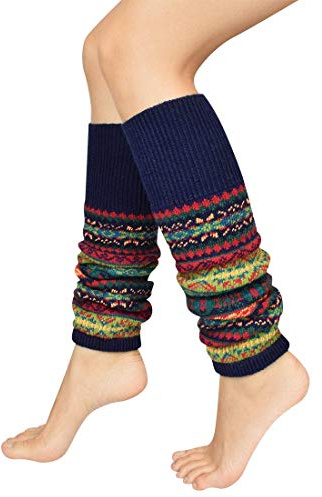 UMIPUBO Women's Striped Ethnic Knitting Wool Footless Knee High Boot Cuff Cover Socks for Christmas