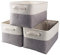 Mangata Medio Cajas de almacenaje Set de 3, cestas de almacenaje, cestos almacenaje de Tela para Armario, estanteria, Juguetes (Plegable,Gris Blanco)