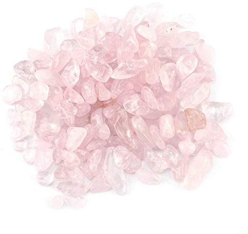 Fdit Pietra Naturale burattata Quarzo Trasparente Trucioli di Pietra burattati Pezzi di Quarzo di Cristallo Naturale schiacciato Decorazione Domestica(Rosa)