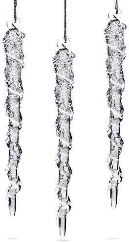 SIKORA BS385 Eiszapfen Christbaumschmuck Glas Figur Weihnachtsbaum Anhänger 3er Set, Farbe:3er Set